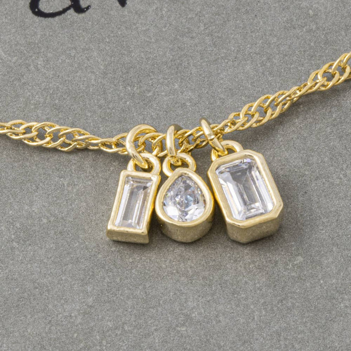 Dainty Triple Cz Charm Twisted Chain Necklace