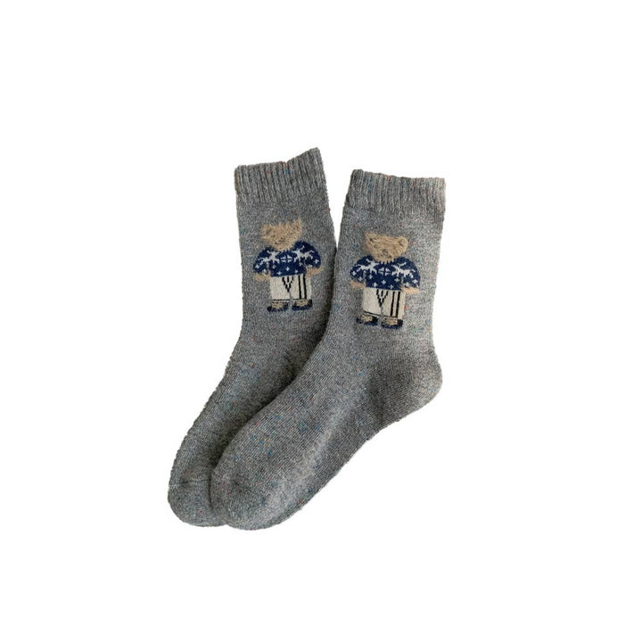 Thick Warm Wool Socks Bear Knit Crew Socks