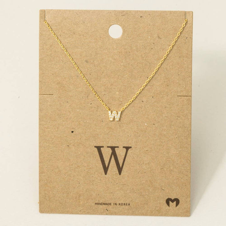 Mini Rhinestone Initial Necklace