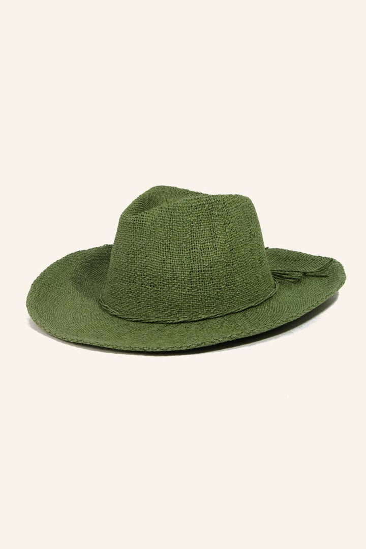 Paper Straw Braided Cord Band Cowboy Hat