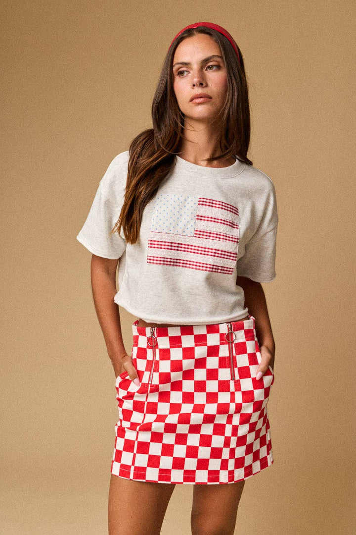 American Flag Patch Top