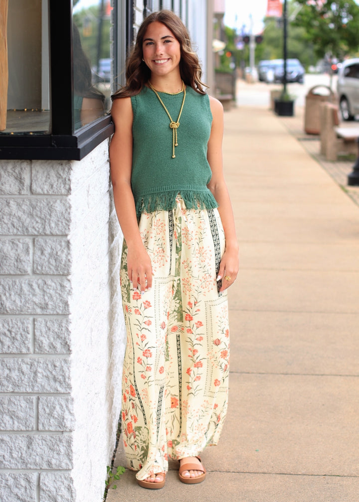 Fringe Hem Sleeveless Knit Top