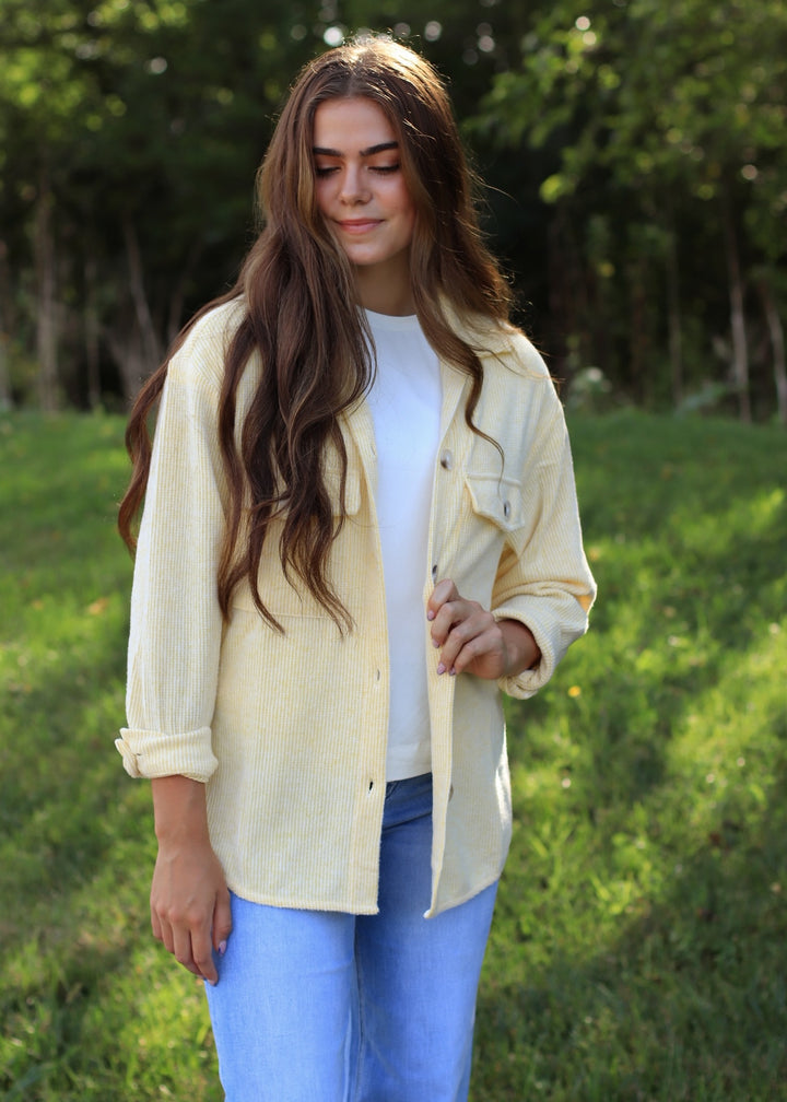 RESTOCK Fall Season Two Tone Shacket in Yellow