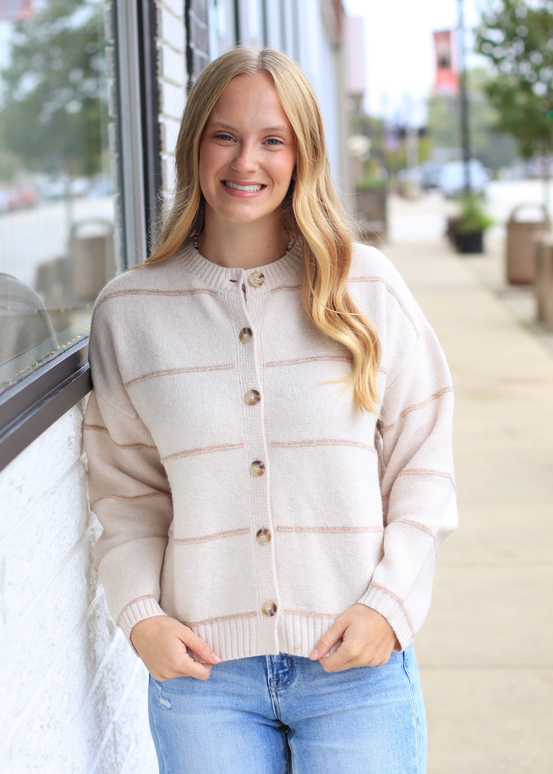 Fine Line Stripe Cardigan