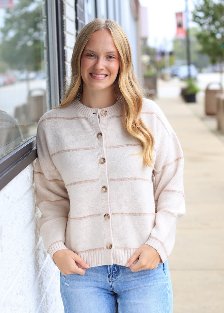 Fine Line Stripe Cardigan