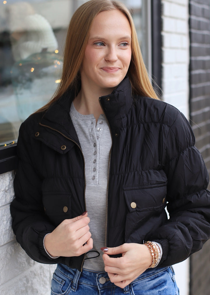 CLEARANCE FINAL SALE  CLEARANCE FINAL SALE  Beatrice Cropped Cargo Puffer Jacket