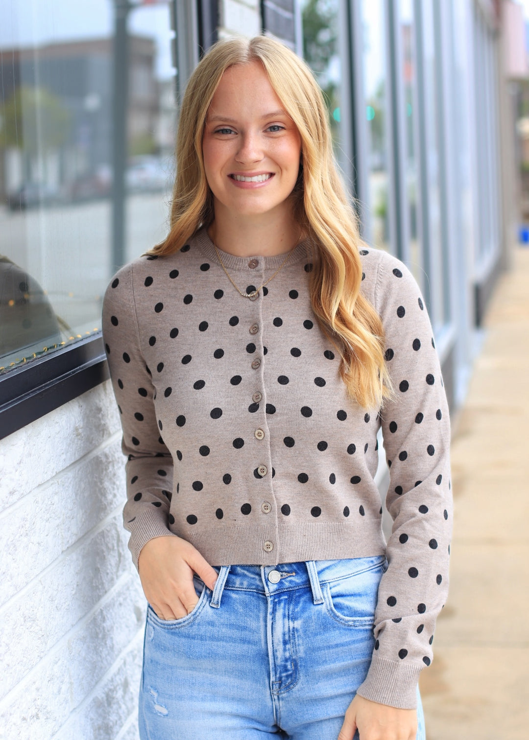 Dotted in Taupe Cardigan