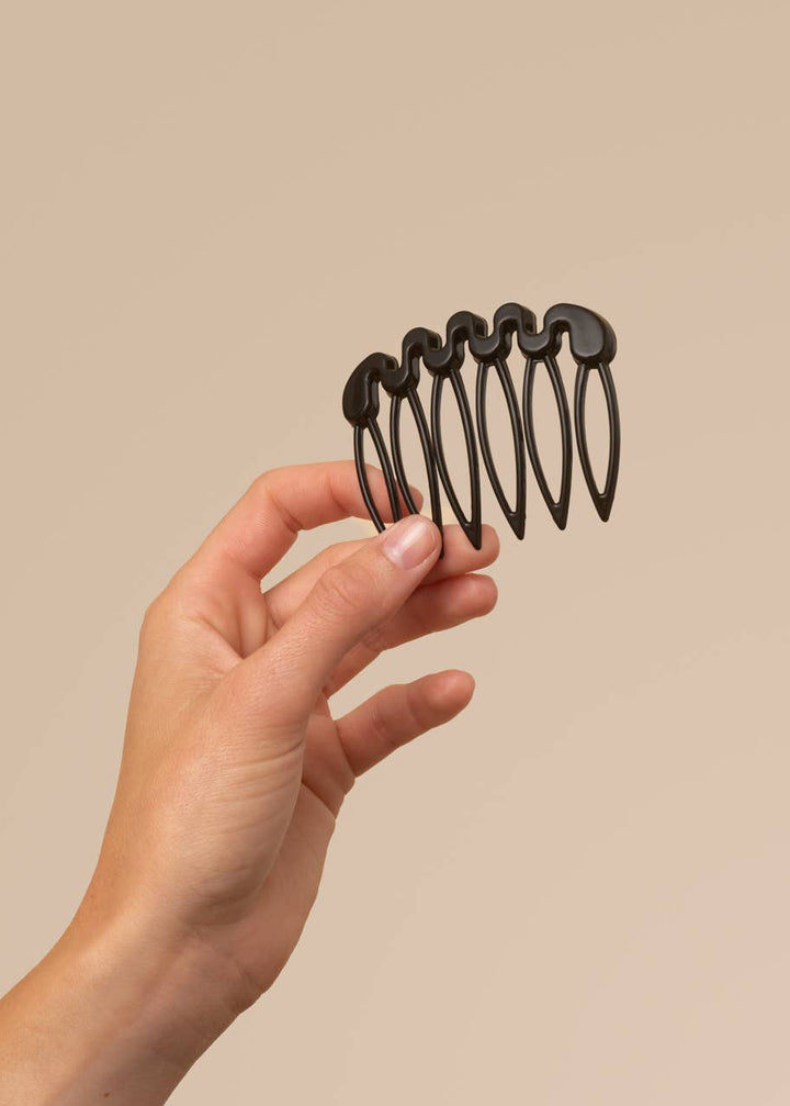 Recycled Plastic French Hair Combs 2pc Set - Black