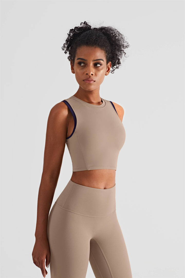 CLEARANCE FINAL SALE Cyber Contrast-Color Tank Top Sports Bra