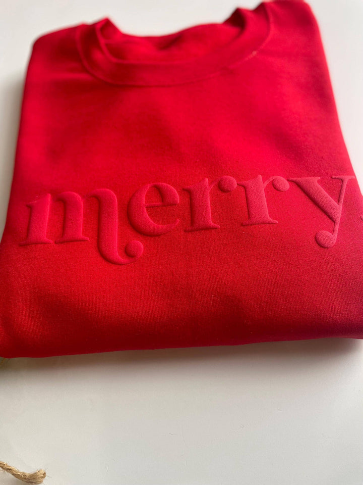 Retro Embossed Merry Sweatshirt
