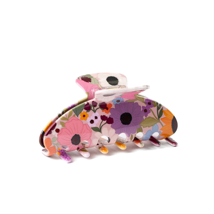 Floral Claw Clip Blue Stripes