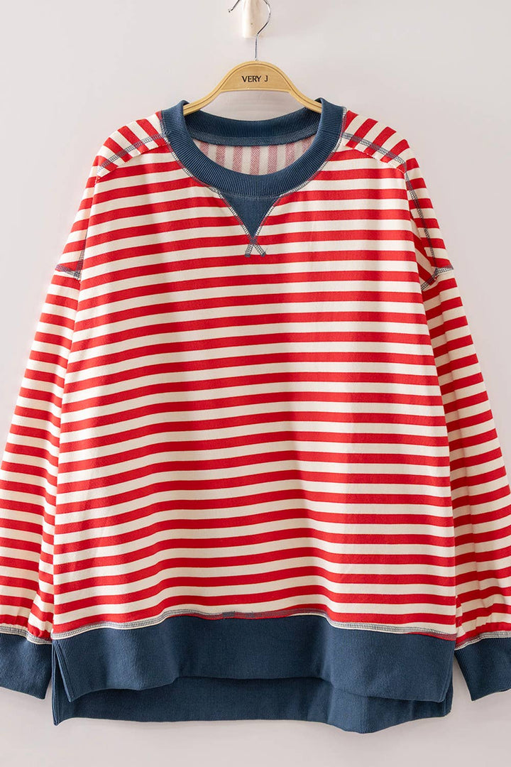 Stripe Comfy Casual Oversized Knit Top