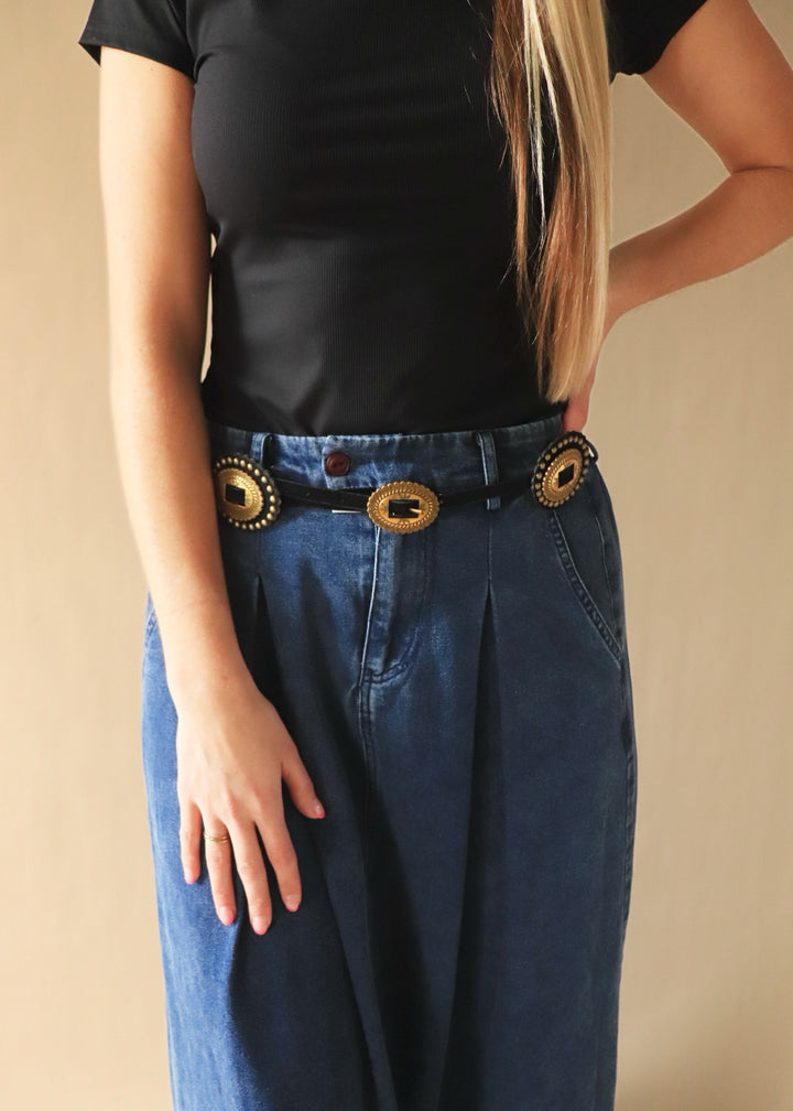 Intricate Faux Leather Concho Belt