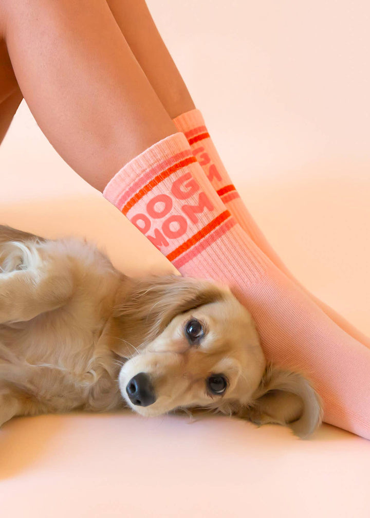 Dog Mom Striped Ribbed Crew Socks