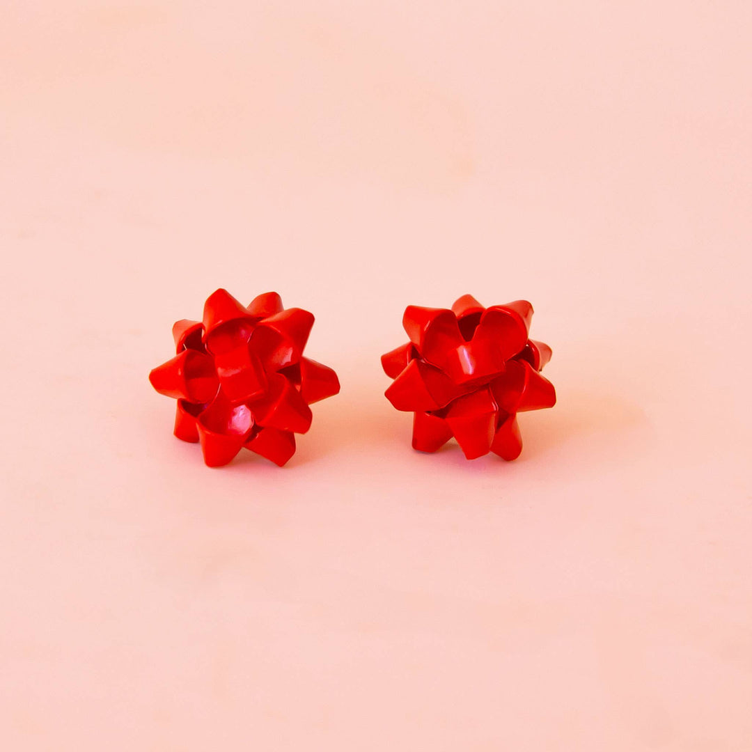Holiday Bow Earrings in Red