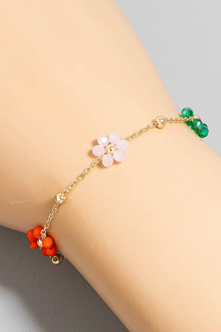 Mini Beaded Flowers Chain Bracelet