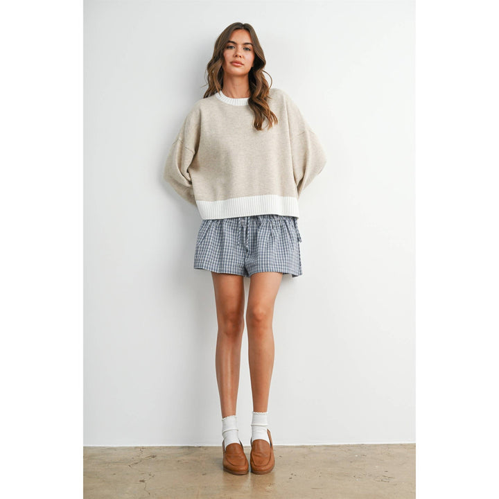 Cozy Contrast Trim Sweater