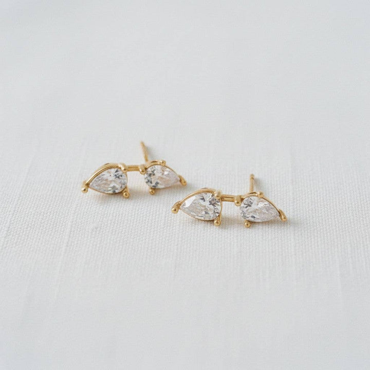 Gold Waterdrop Shaped Stud Earrings