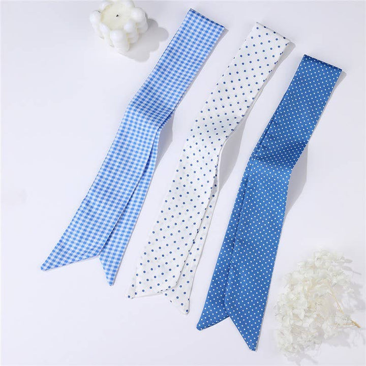 Vintage-Style Skinny Twilly Scarf-Polka Dot &amp; Gingham