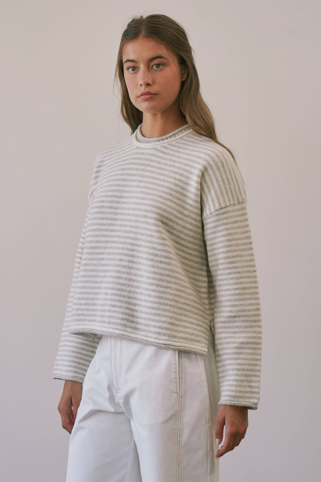 Trina Stripe Contrast Layered Roll Neck Sweater