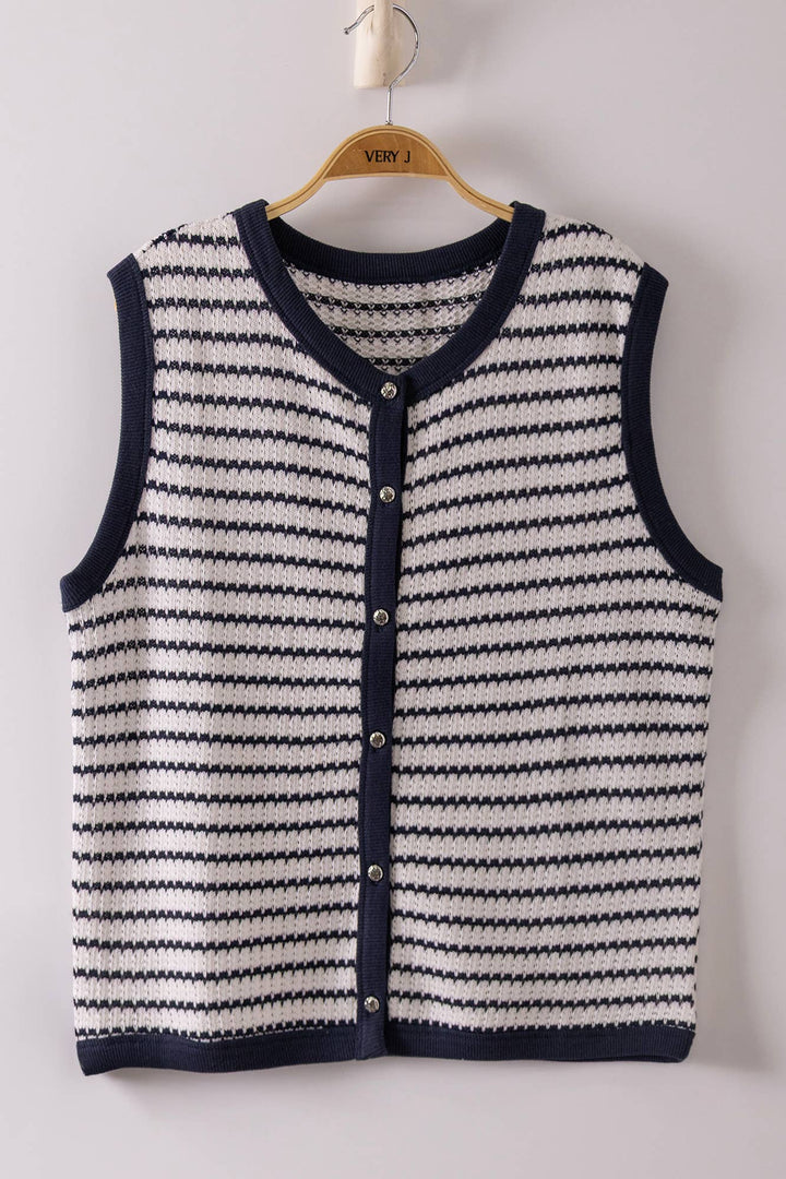 Navy &amp;amp; White Striped Knit Tank
