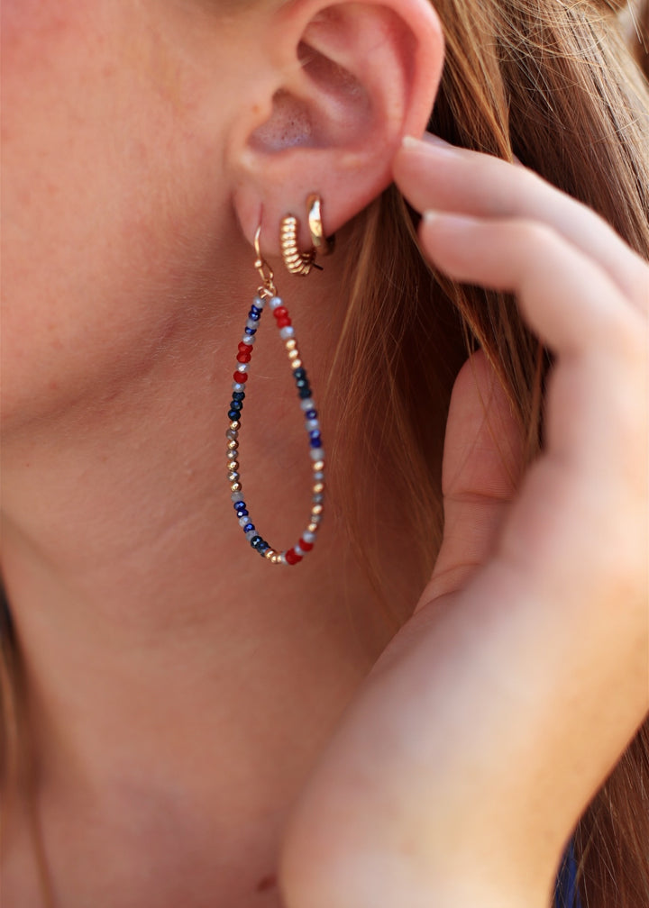 Patriotic Beaded Teardrop Earrings