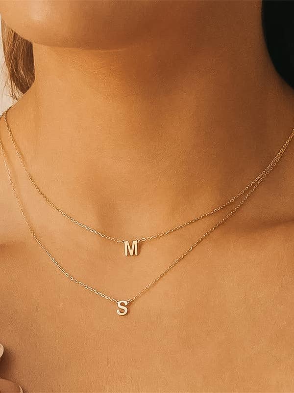Desir 18K Gold Non-Tarnish Petite Classic Letter Necklace