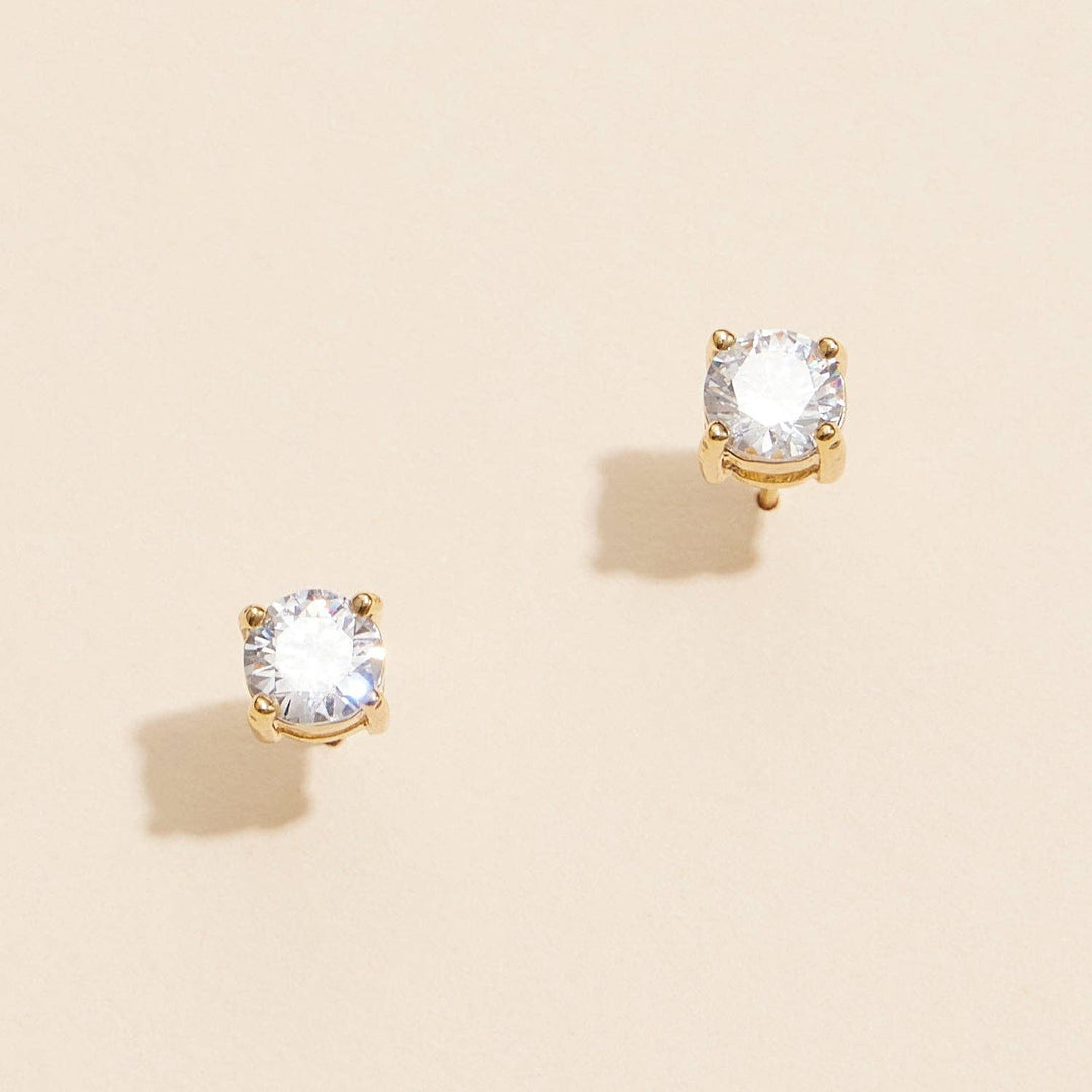 Gold Dipped Cubic Zirconia Stud Earrings