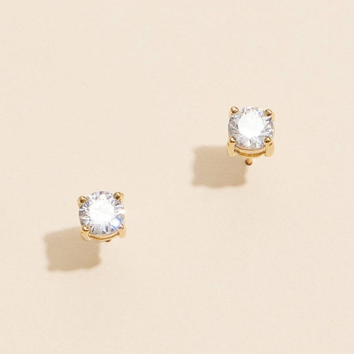 Gold Dipped Cubic Zirconia Stud Earrings