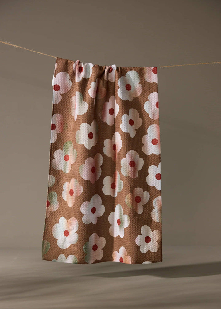 Brushed Bouquet Brown Tea Towel