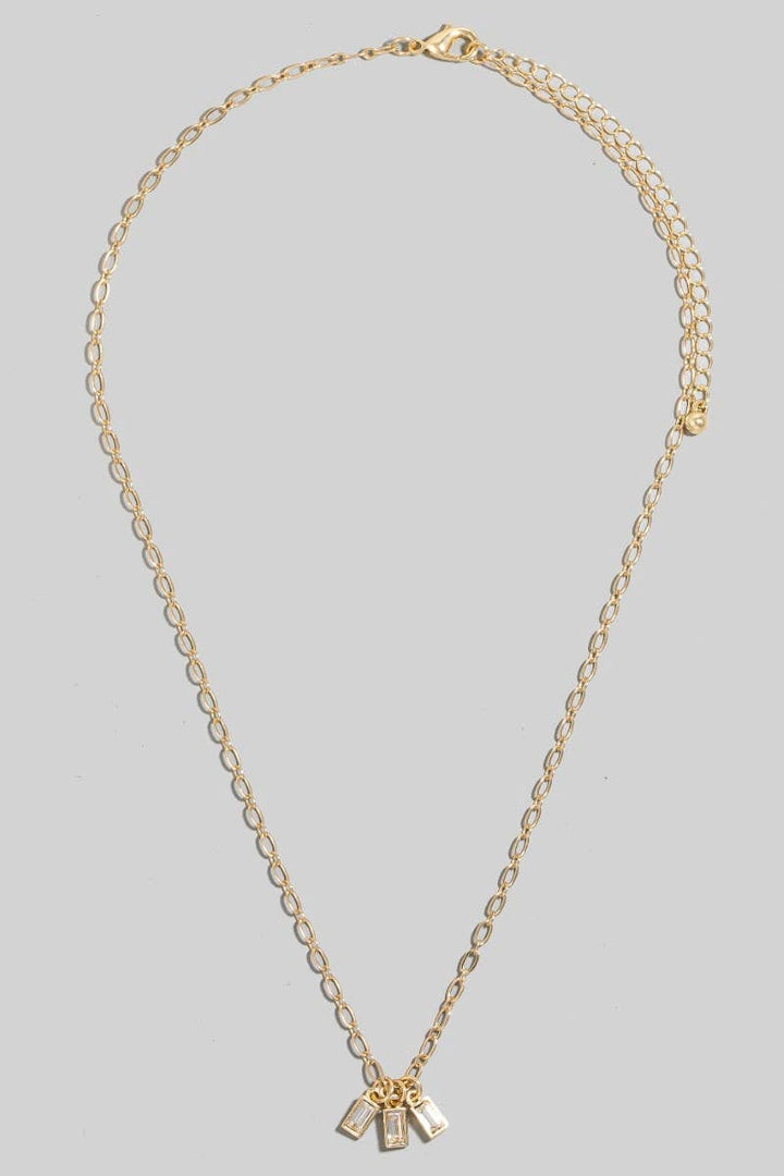 RESTOCK Faceted Glass Baguette Charms Chain Necklace
