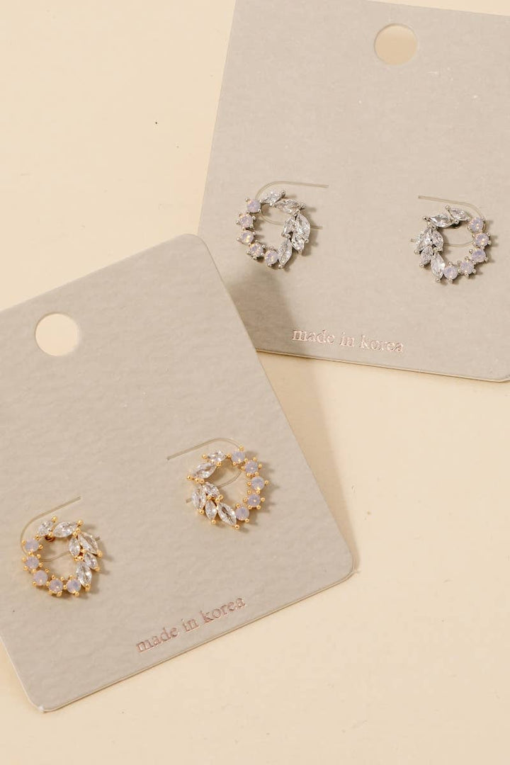 Mixed Cz Cluster Hoop Stud Earrings