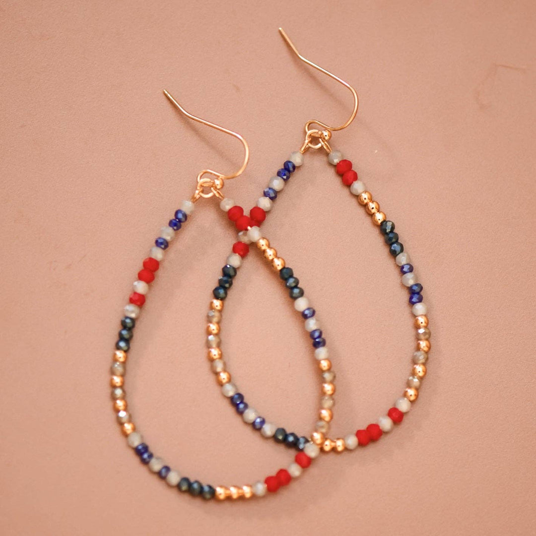 Patriotic Beaded Teardrop Earrings