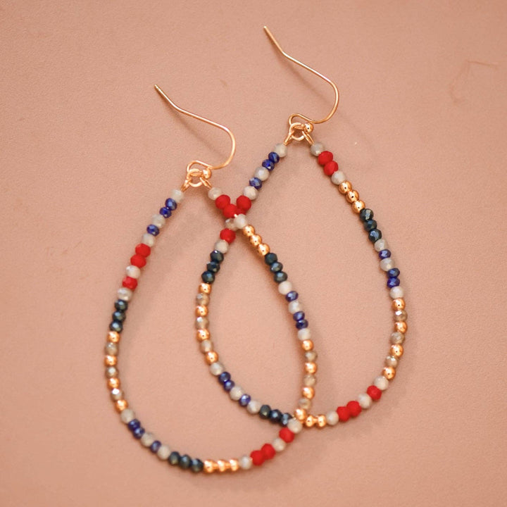 Patriotic Beaded Teardrop Earrings