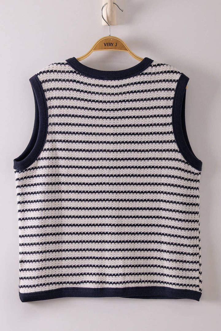 Navy &amp;amp; White Striped Knit Tank