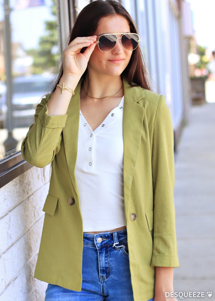 Restock Peacock 3/4 Cuff Collared Blazer
