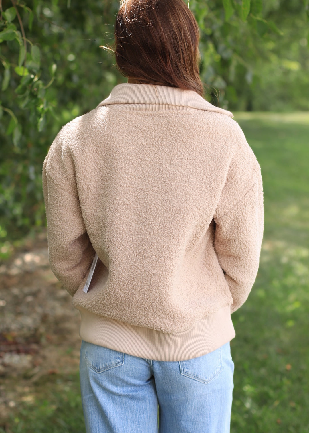 Oak Brown Cozy Sherpa Half Zip Pullover Sweatshirt