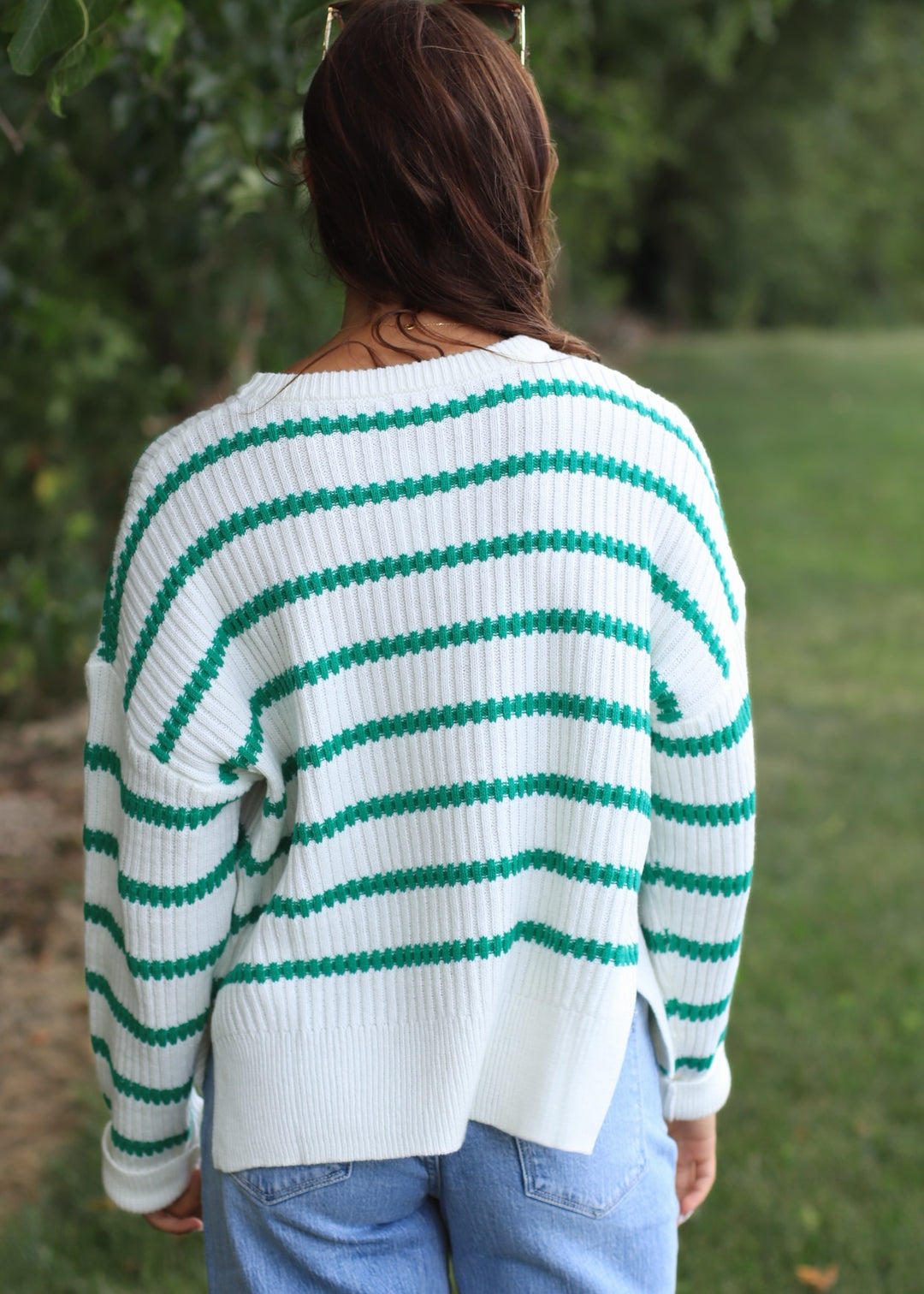 Kelly Boat Neck Striped Knit Sweater