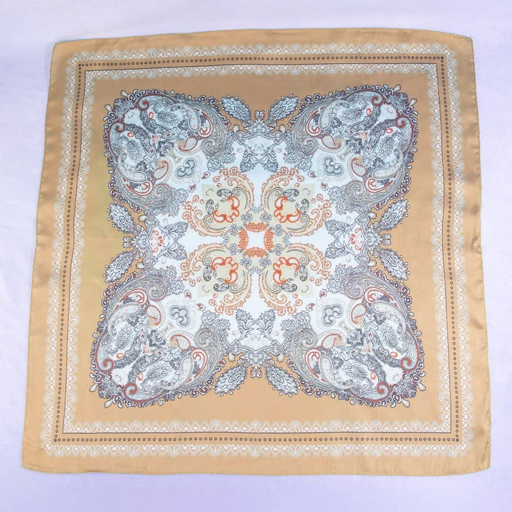 Ornate Paisley Medallion Print Satin Square Scarf