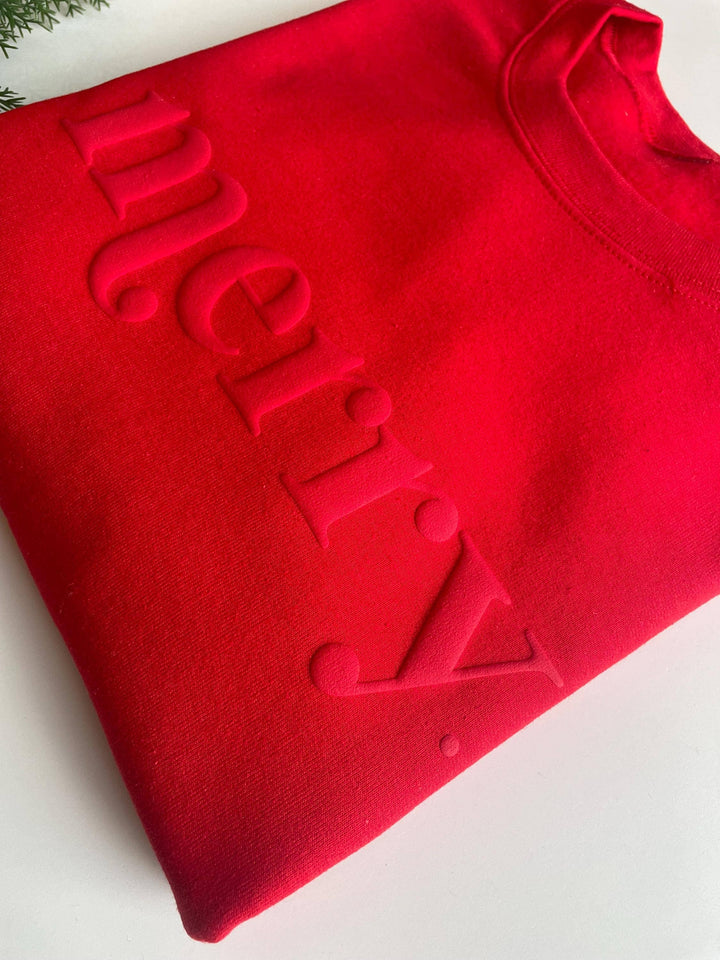 Retro Embossed Merry Sweatshirt