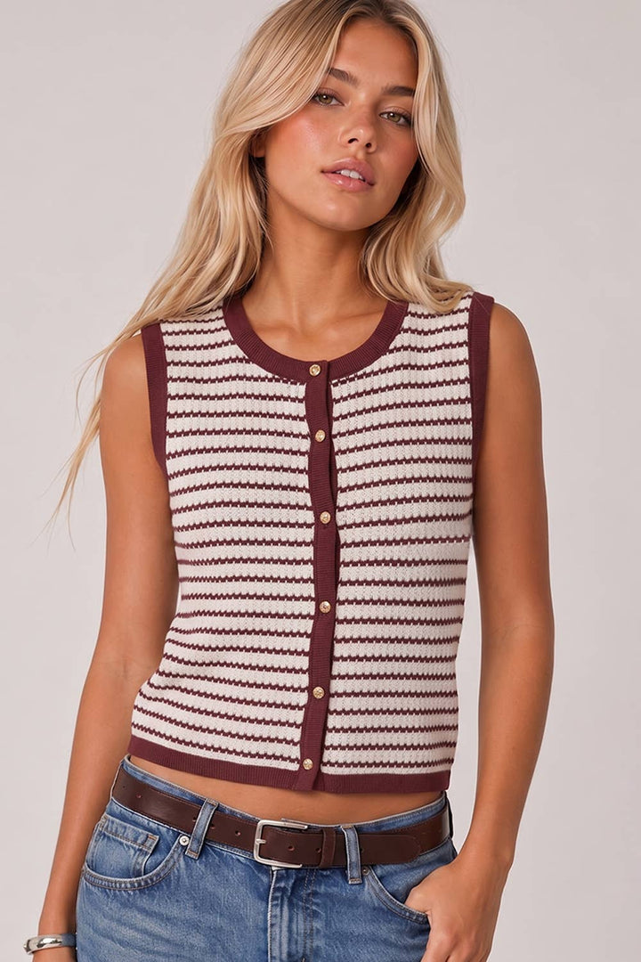 Navy &amp;amp; White Striped Knit Tank