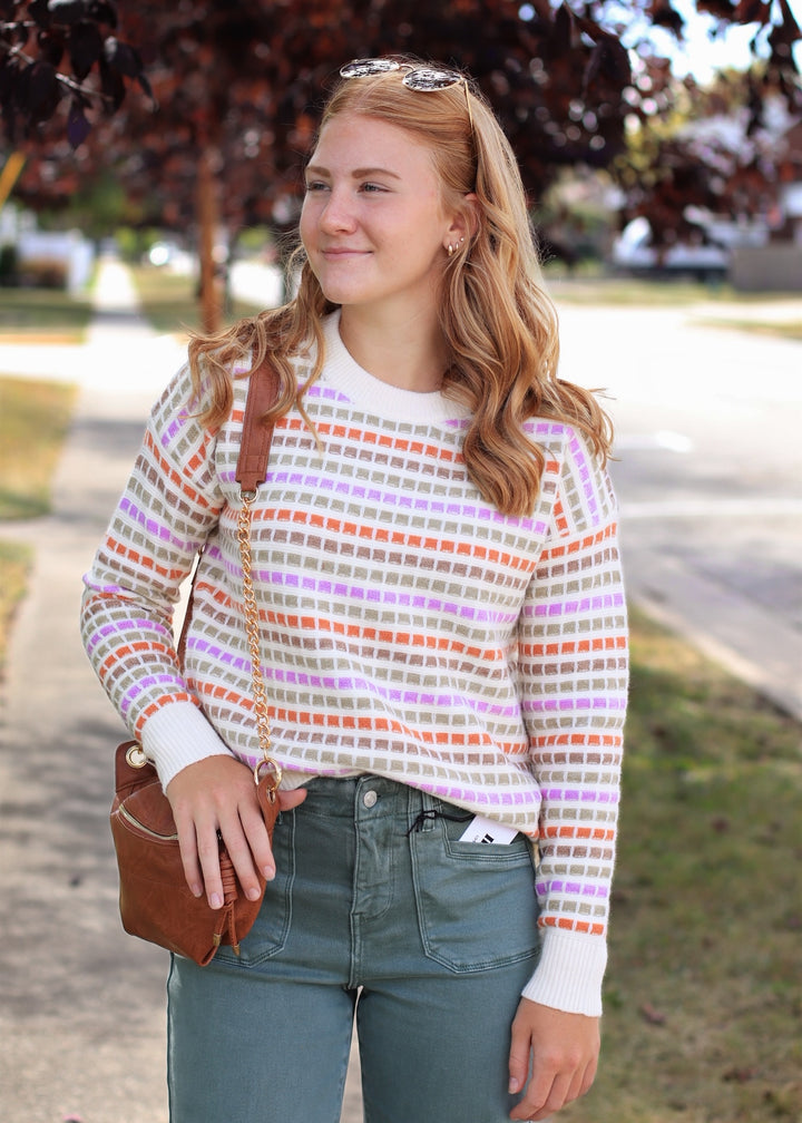 The Sunset Stroll Multi-Color Striped Pullover