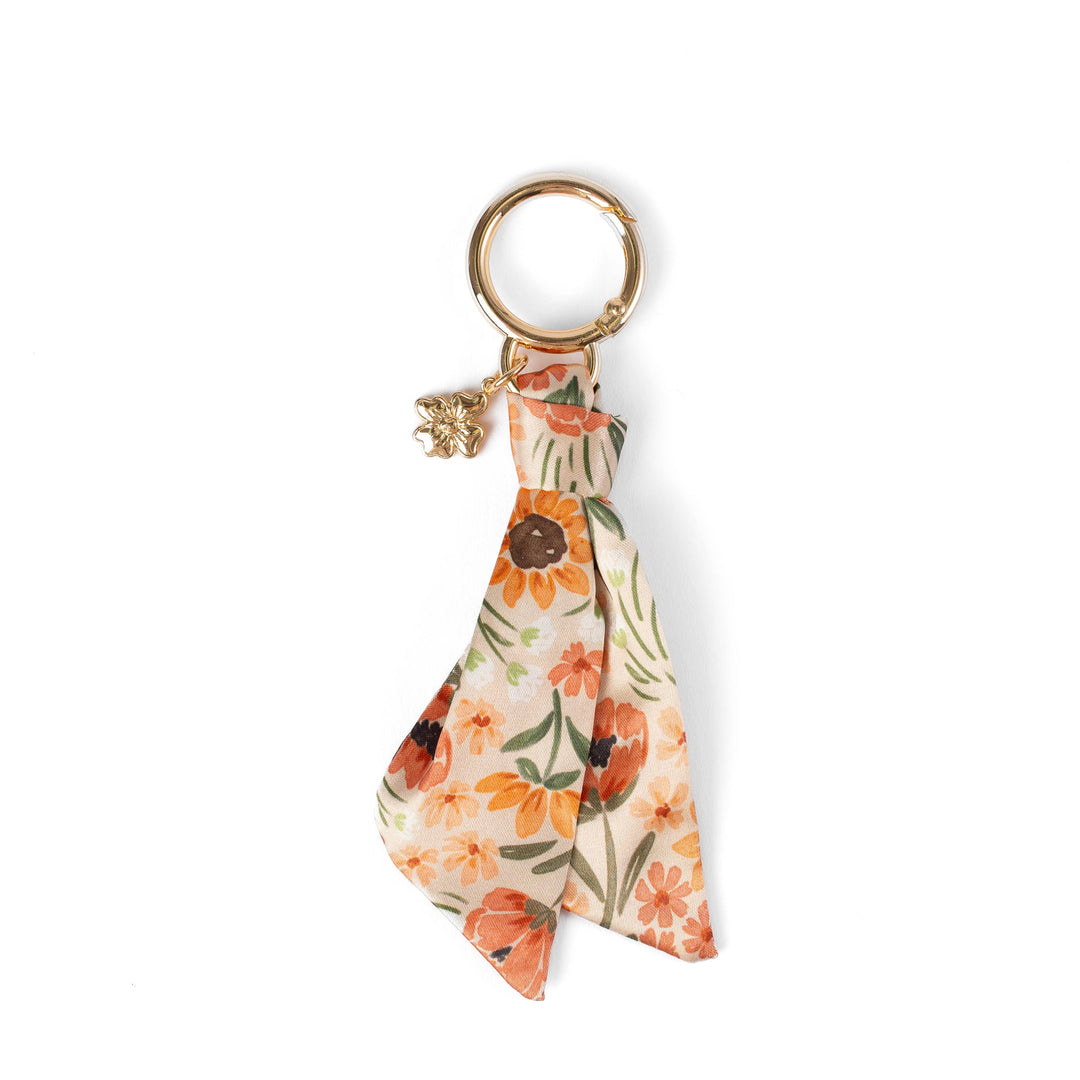 Floral Satin Keychain Blue Stripes