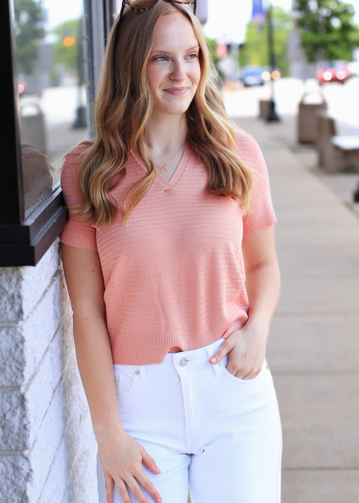 Penelope Textured Polo in Vintage Coral
