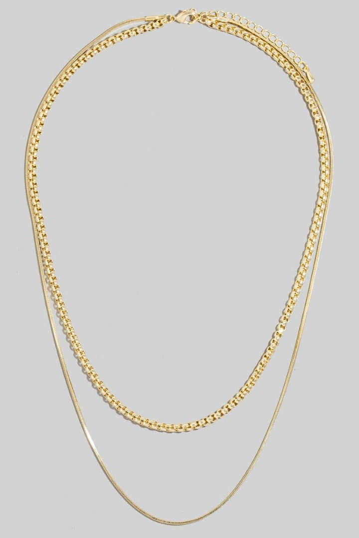 Box And Snake Chain Layered Necklace