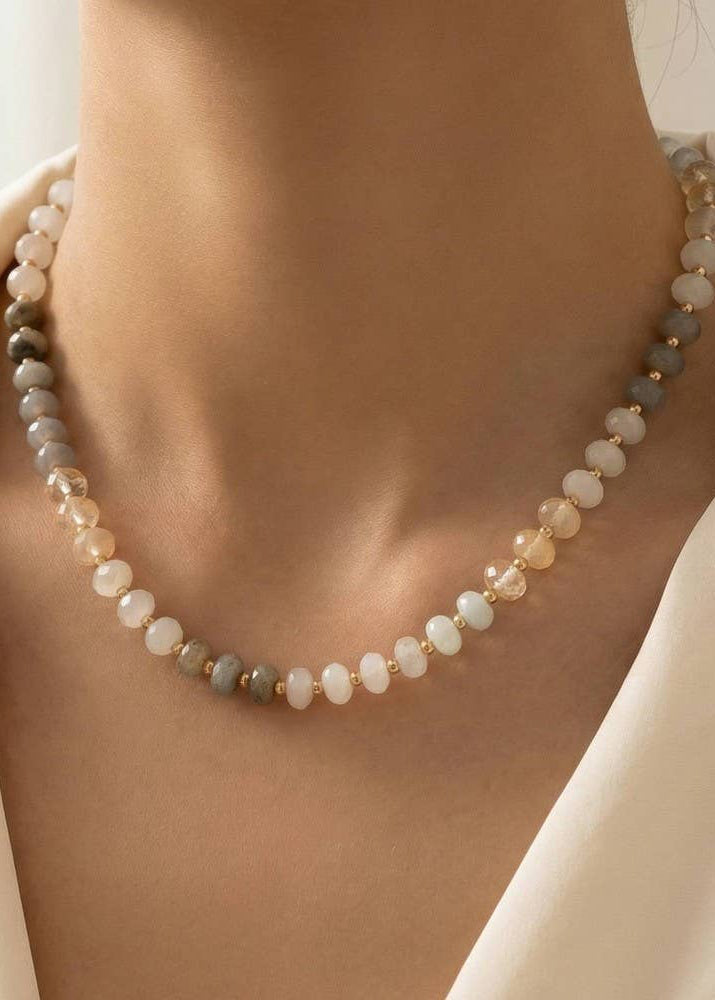 Round Stone Beaded Necklace