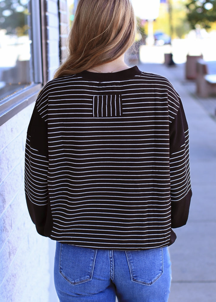 The Fragment Stripe Top in Black