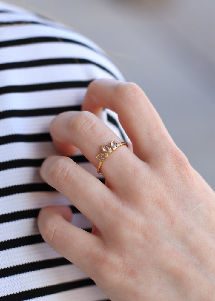 Slanted Marquise Adjustable Ring