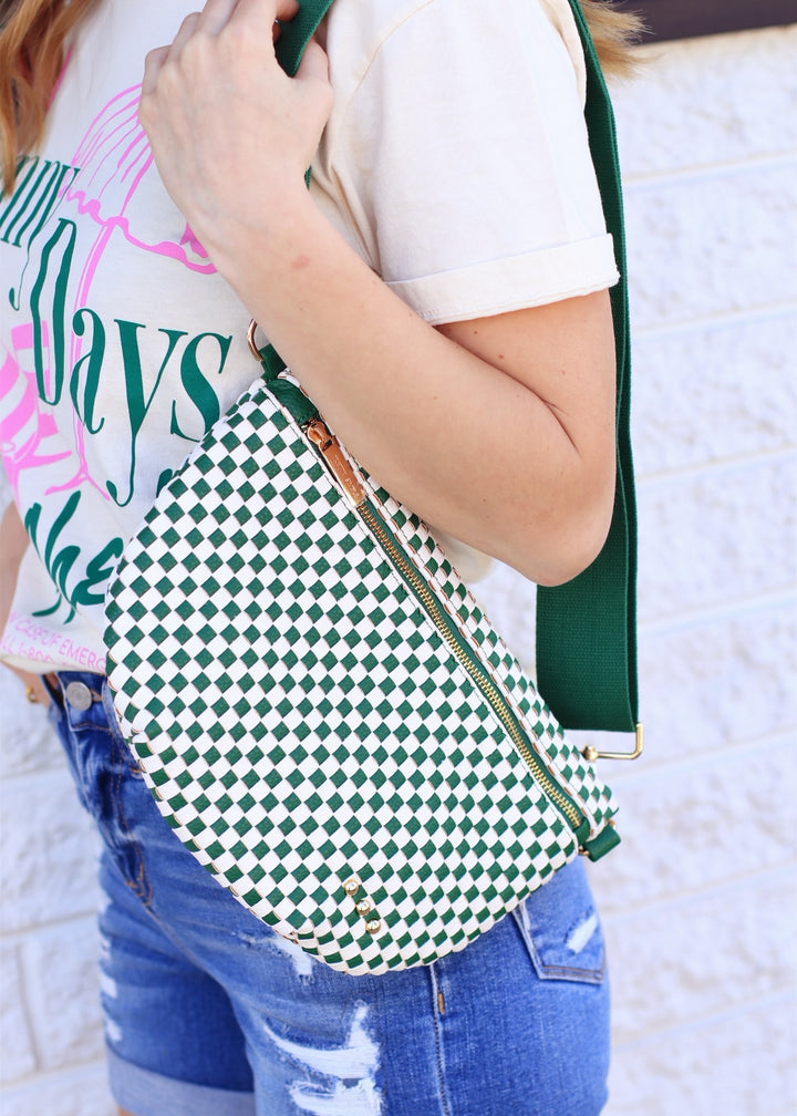 Westlyn Woven Bum Bag in Emerald Checkered