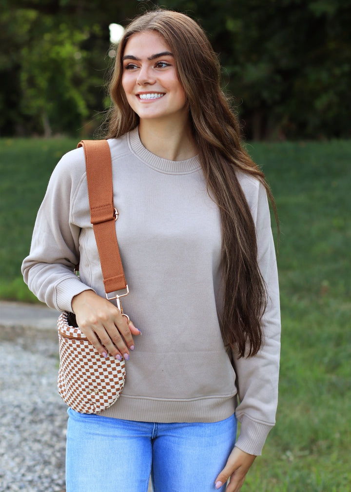 The Lottie Fleece Raglan Sweatshirt in Ash Mocha
